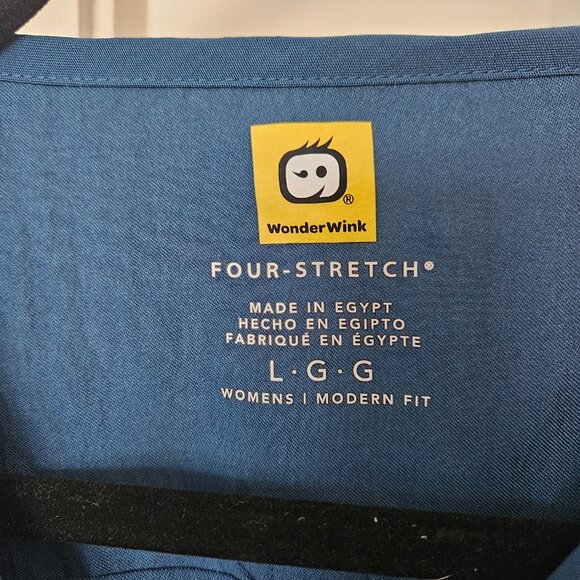 WonderWink Women's Nurse Scrub 4 Way Stretch Shirt Caribbean Blue - Size L - Picture 4 of 6